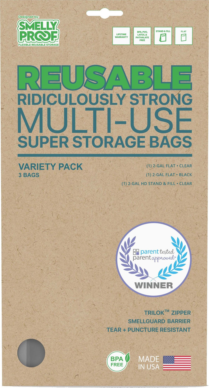Smelly Proof Reusable Storage Bags 7.6L Variety 3 Pack
