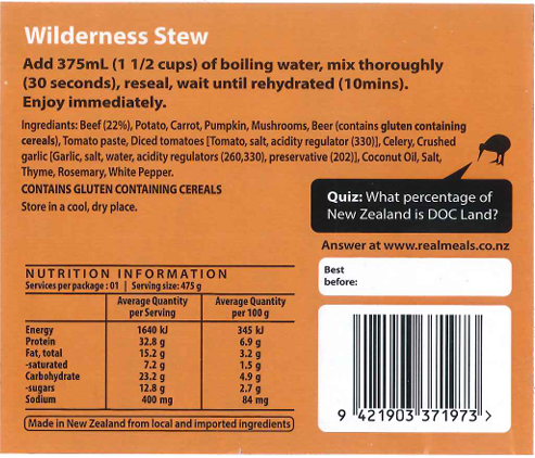 Real Meals Wilderness Stew