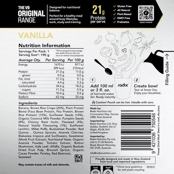 Radix Nutrition Original Breakfast v9.0 Vanilla