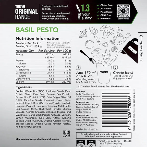 Radix Nutrition Original Meal Basil Pesto