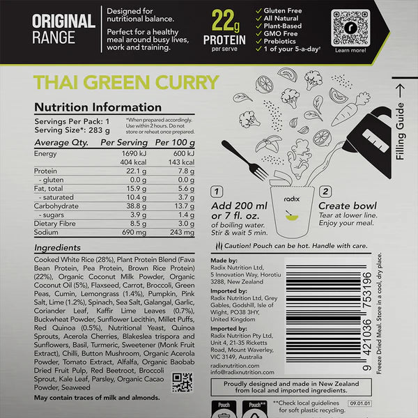 Radix Nutrition Original Meal Thai Green Curry