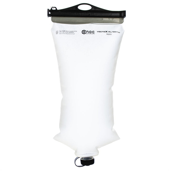 A transparent Cnoc VectoX 28mm water container with a black slider and cap