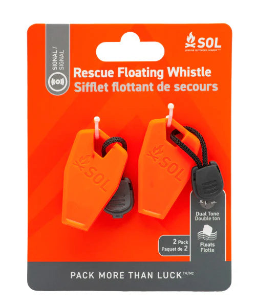 SOL Rescue Floating Whistle 2pk