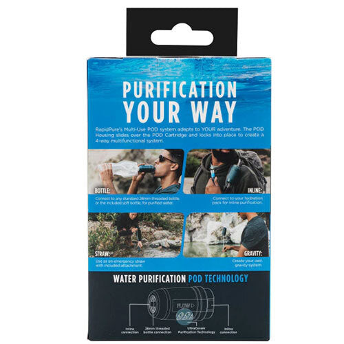 Reverse of packaging of a RapidPure water purifier system