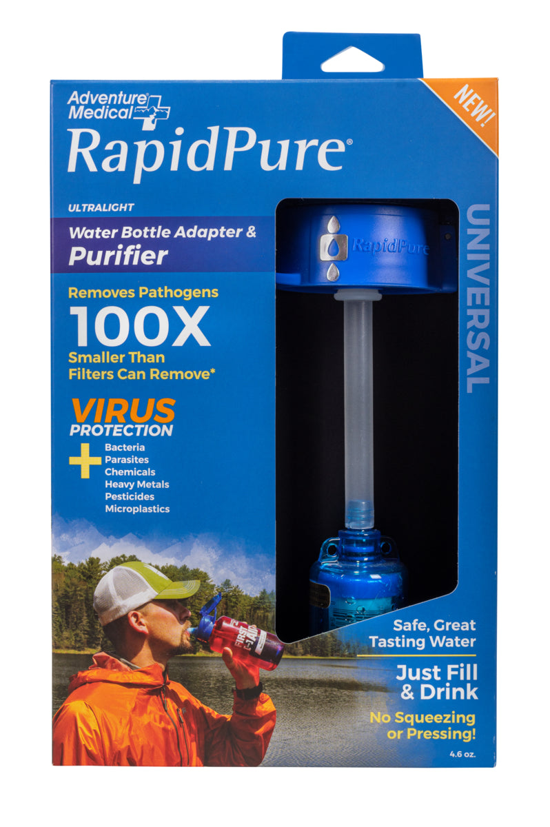 RapidPure water bottle adapter and purifier packaging