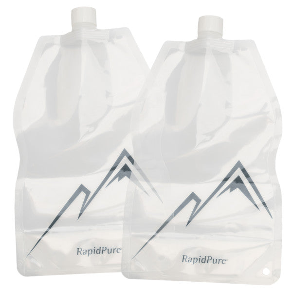 Two transparent soft bottles on a white background