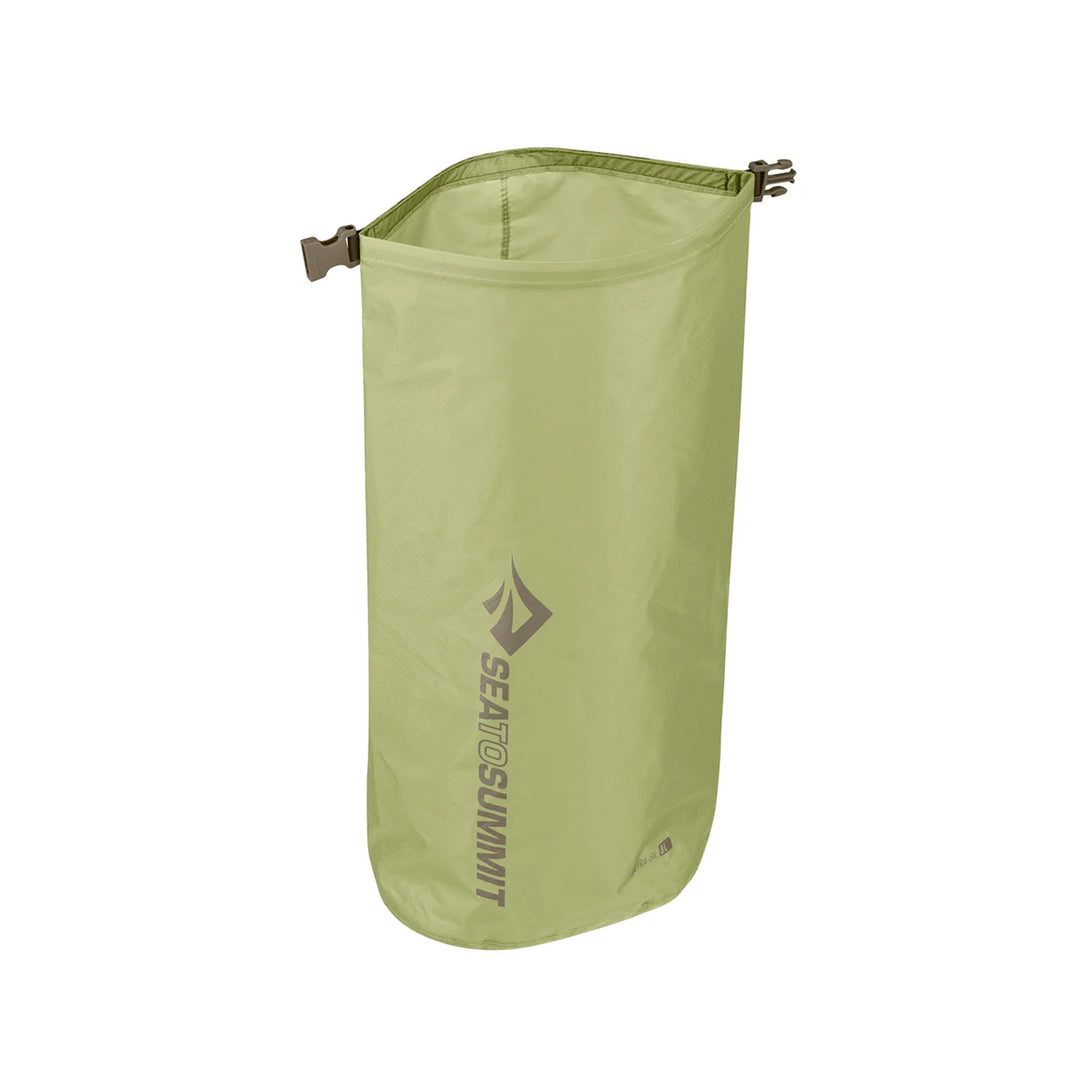 Green compression sack with a brand logo on a white background