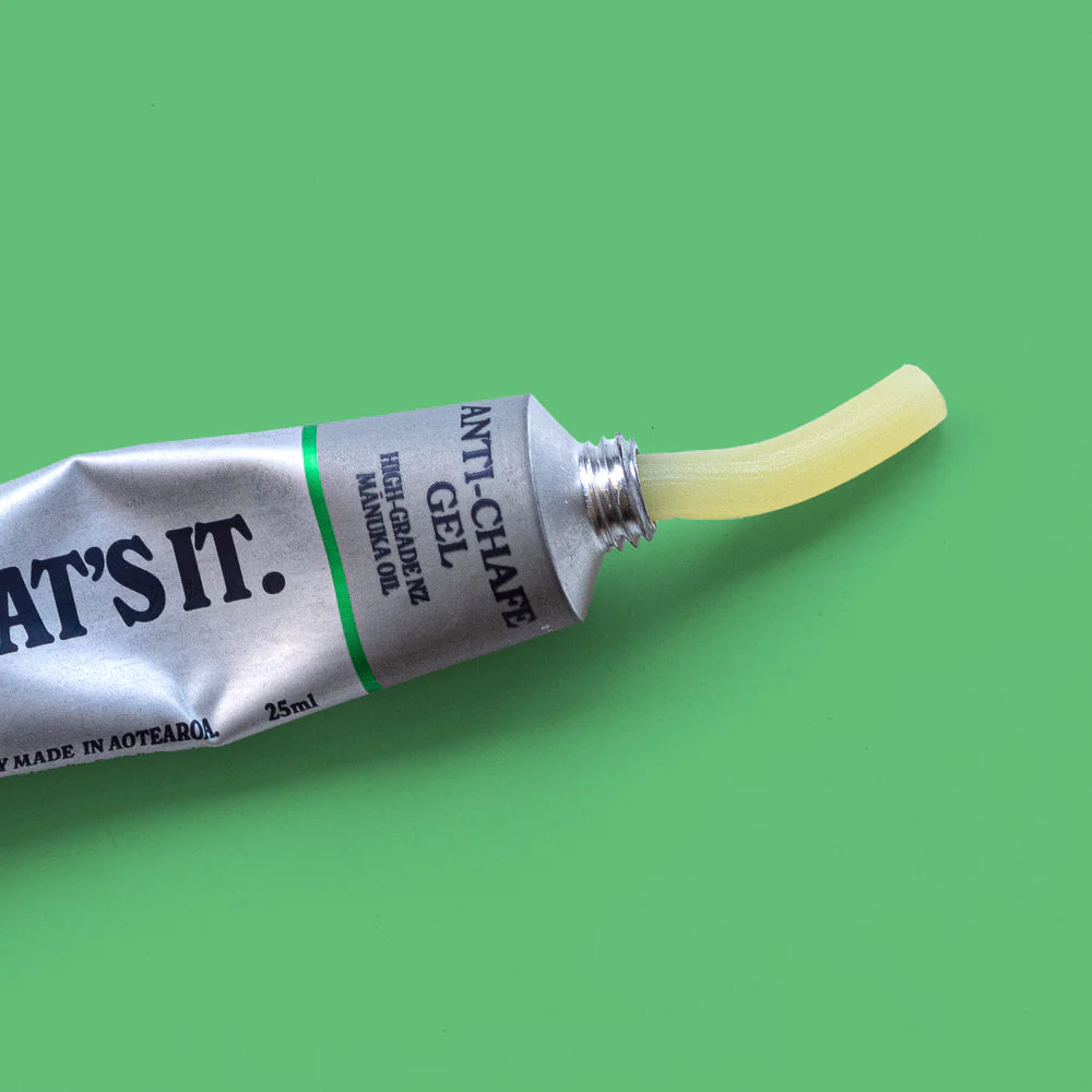 Tube of anti-chafe gel with a green background