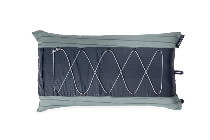 Gray inflatable camping mattress on a white background