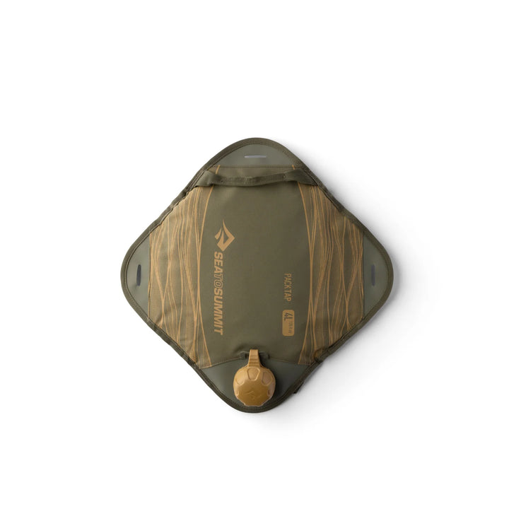 Green and brown water bladder with Sea to Summit logo on a white background