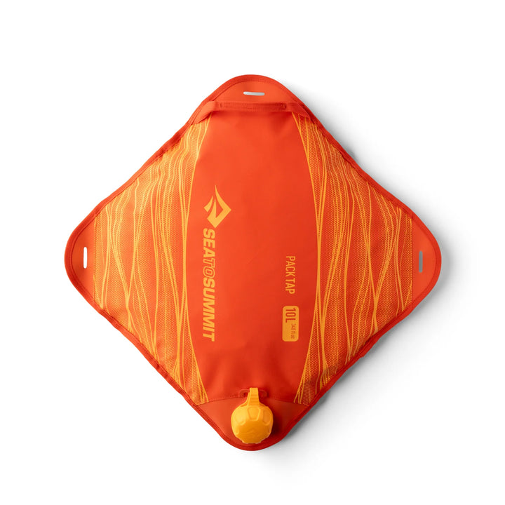 Orange hydration pack with Sea to Summit logo on a white background