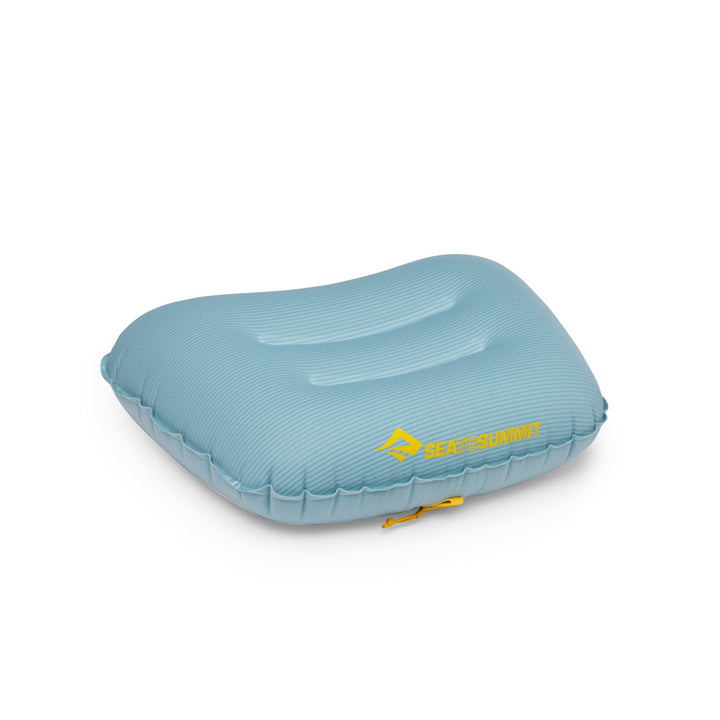Light blue inflatable pillow with Sea to Summit logo on a white background