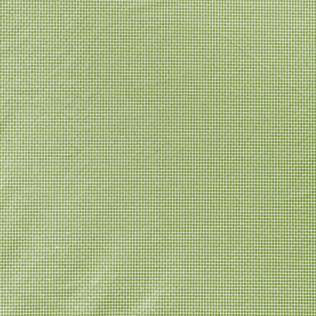 A close-up of a light olive green mesh or woven fabric texture with a fine grid pattern.
