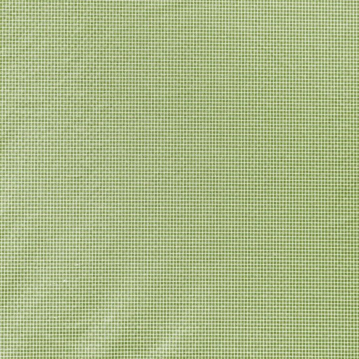 A close-up of a light olive green mesh or woven fabric texture with a fine grid pattern.