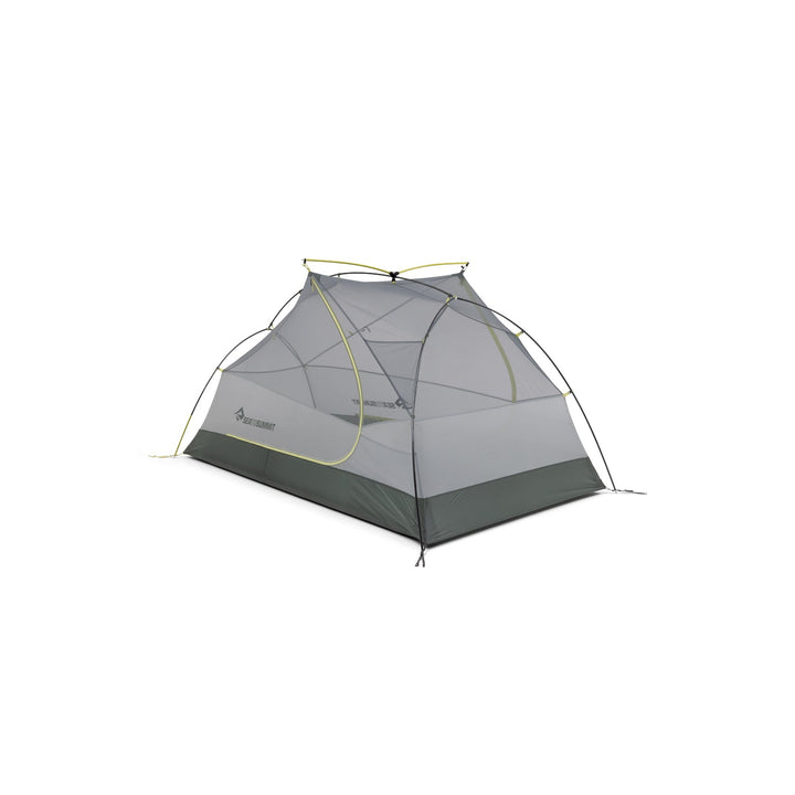 Dark grey and light grey mesh tent inner on a white background.