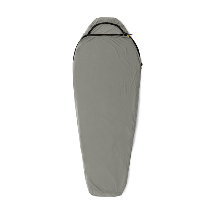 Grey sleeping bag liner on a white background