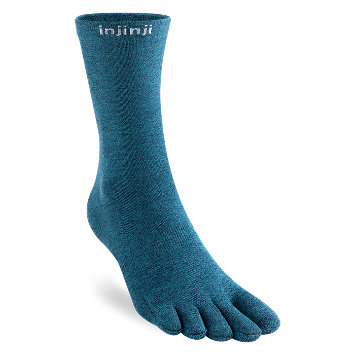 Blue toe sock on a white background