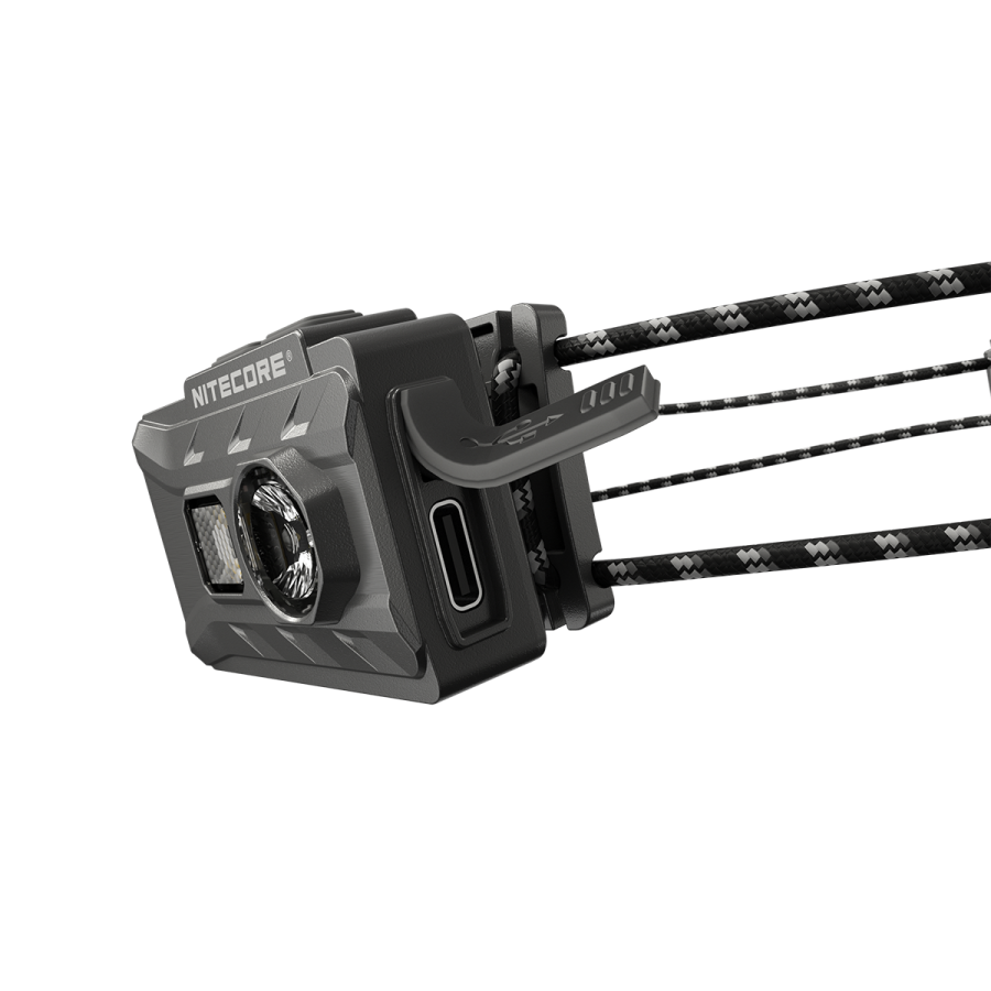nitecore headtorch side view of charge port