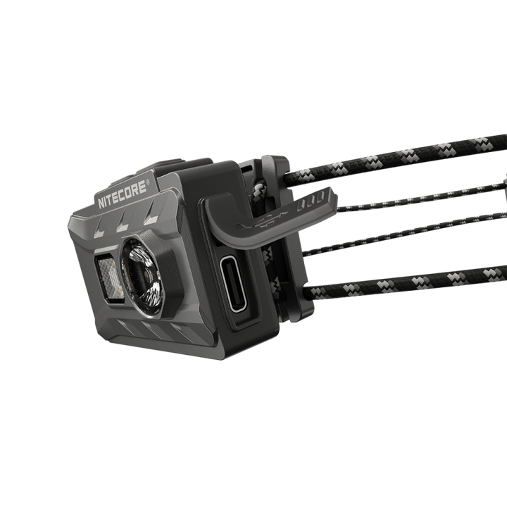nitecore headtorch side view of charge port