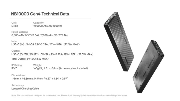 Nitecore NB10000 GEN4 Ultralight Power Bank
