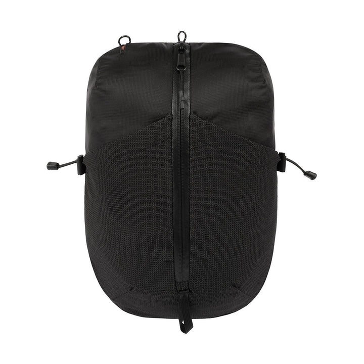 Black round backpact on a white background