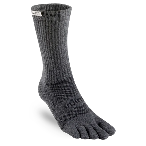Gray five-toe sock on a white background