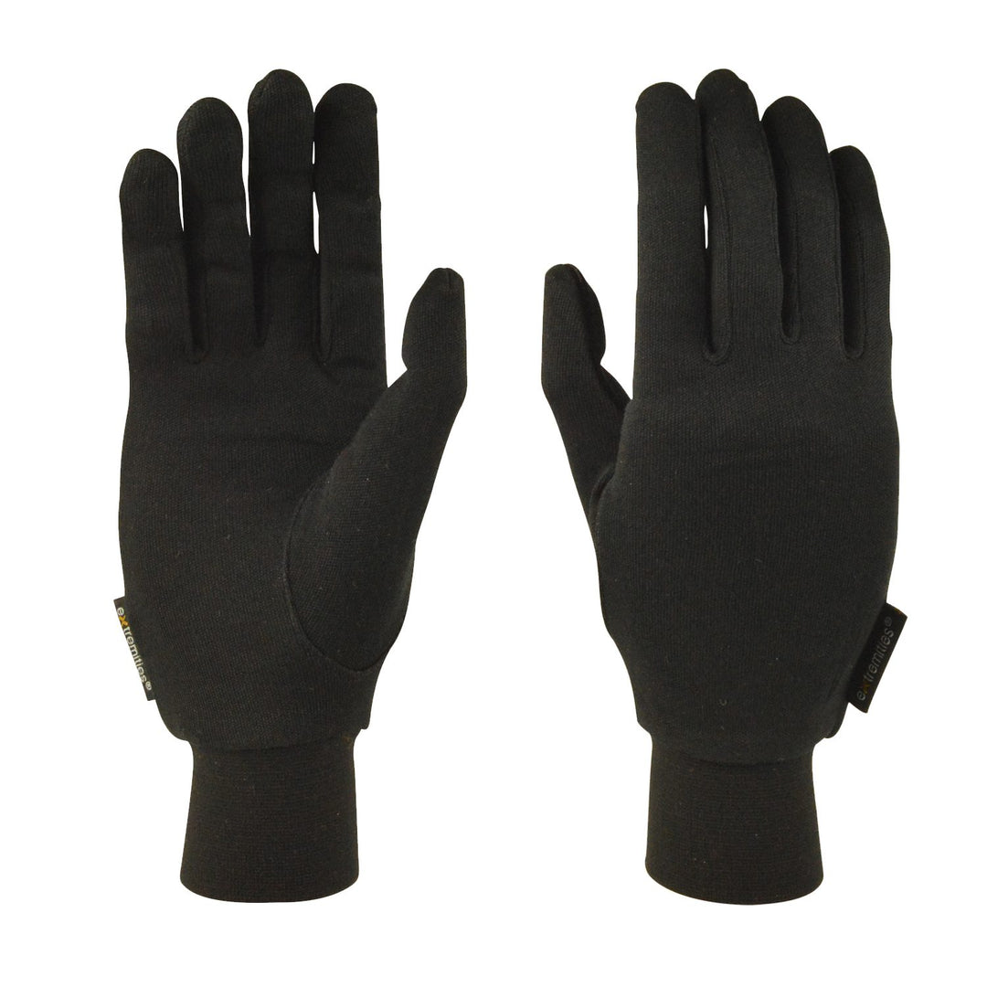 Pair of black gloves on a white background