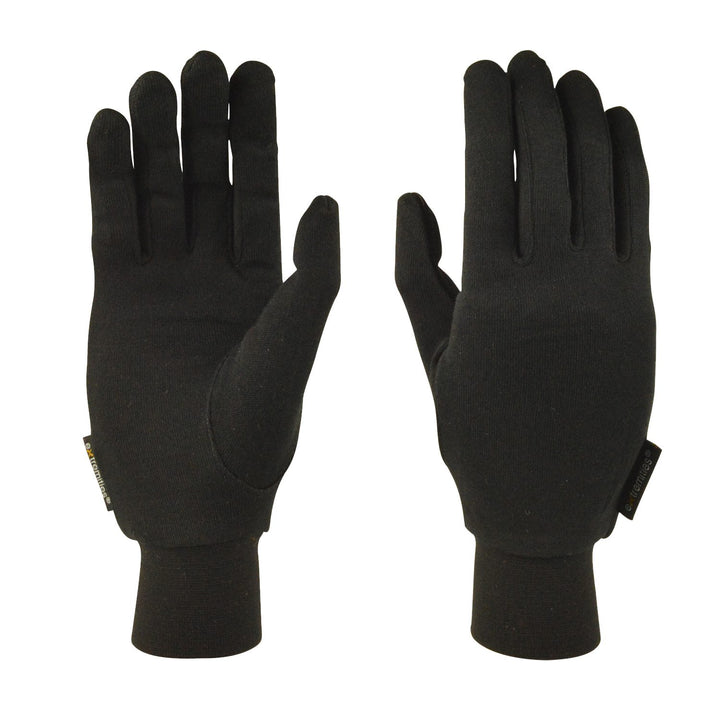 Pair of black gloves on a white background