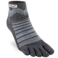 Grey, woolen toe sock with Injinji logo on white background