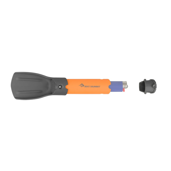 Telescopic nylon pocket trowel with a lighter stored inside the handle