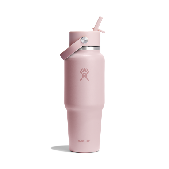 Pastel pink insulated water bottle with Hydro Flask logo