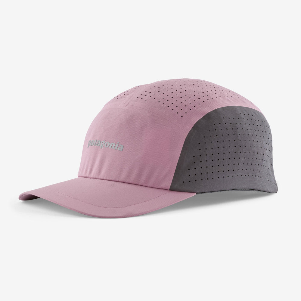 Purple and grey cap with perforated material on a white background.
