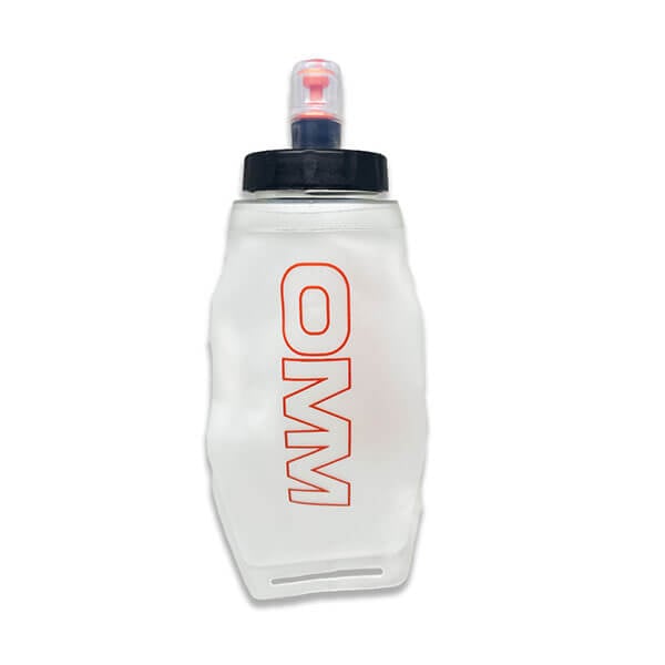 OMM Ultra Flexi Flask 350ml Bite Valve, front view showing the interchangeable bite valve and wide fill opening