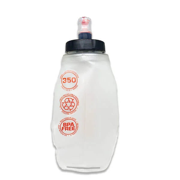 OMM Ultra Flexi Flask 350ml Bite Valve, back view showing the collapsed, low-profile shape