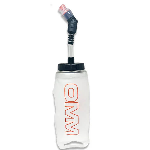 OMM Ultra Flexi Flask 350ml Straw, front view showing the built-in straw and wide fill opening