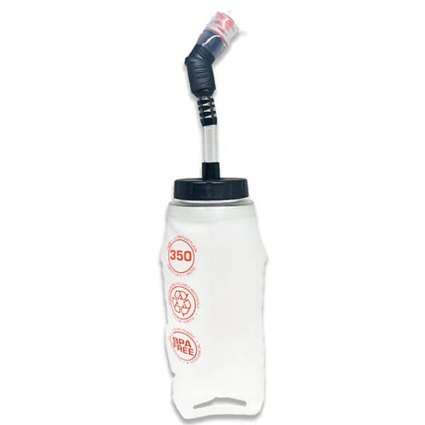 OMM Ultra Flexi Flask 350ml Straw, back view showing the collapsed, low-profile shape