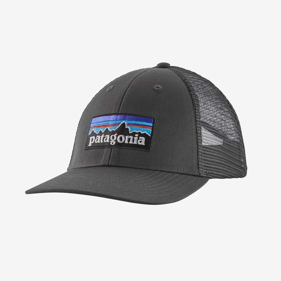 Black cap with Patagonia logo on a white background