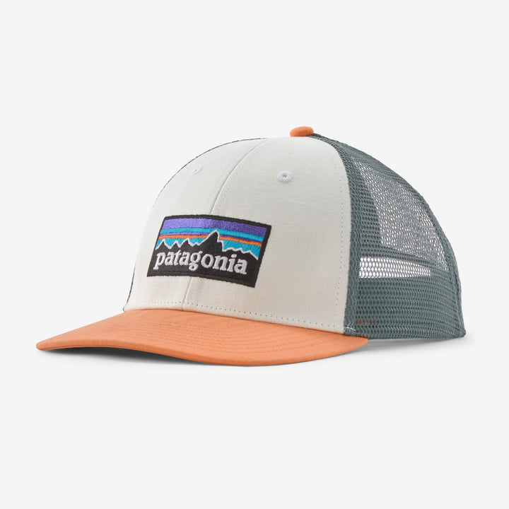 Trucker hat with Patagonia logo on a white background