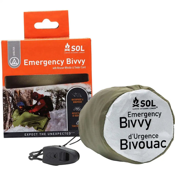 SOL Emergency Bivvy with Rescue Whistle - OD Green