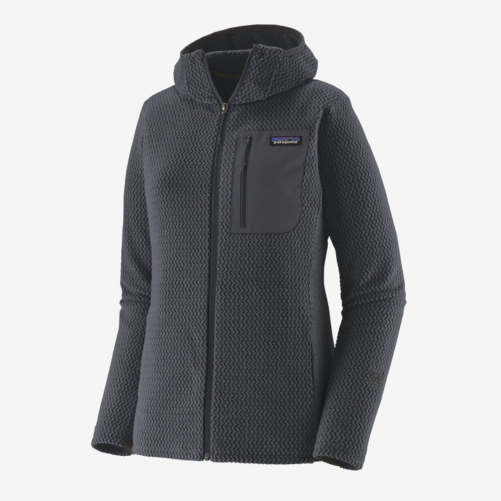Dark gray fleece jacket with a brand logo on a white background