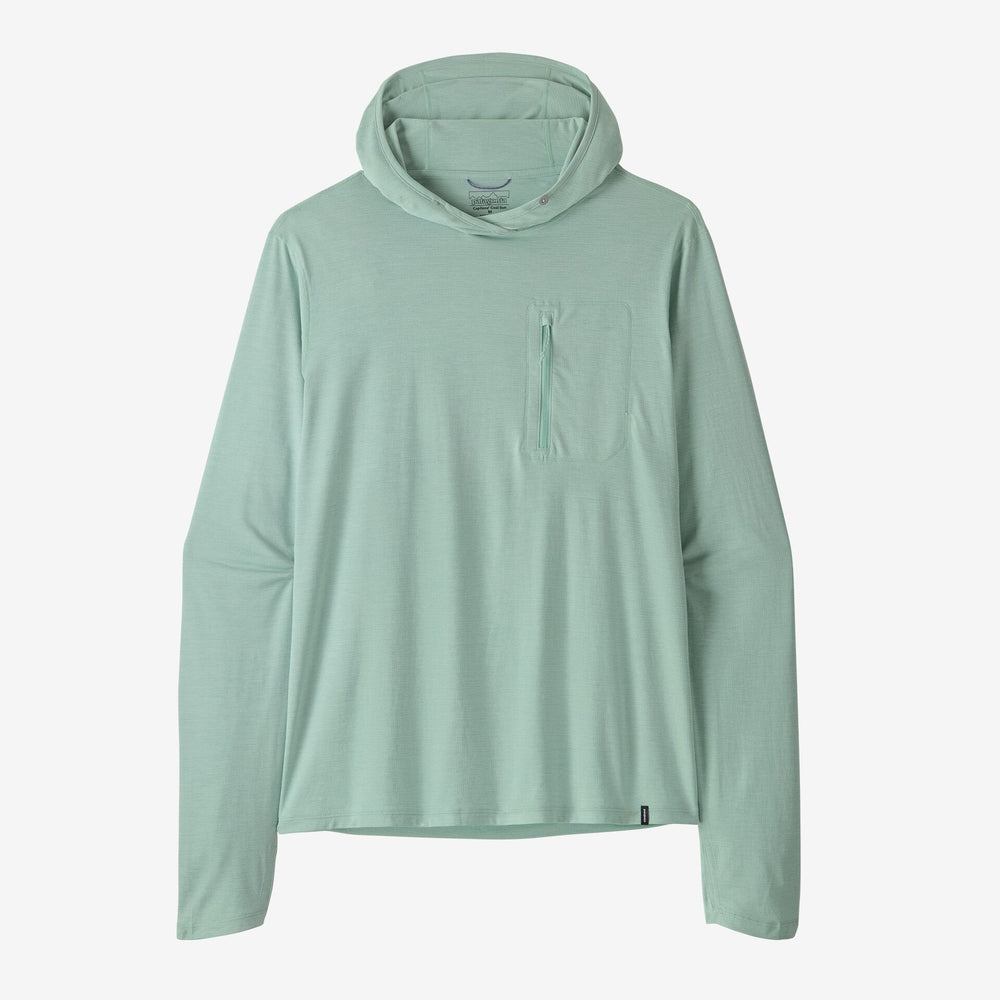 Light green hoodie with a front pocket on a white background