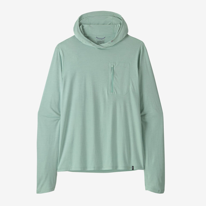 Light green hoodie with a front pocket on a white background