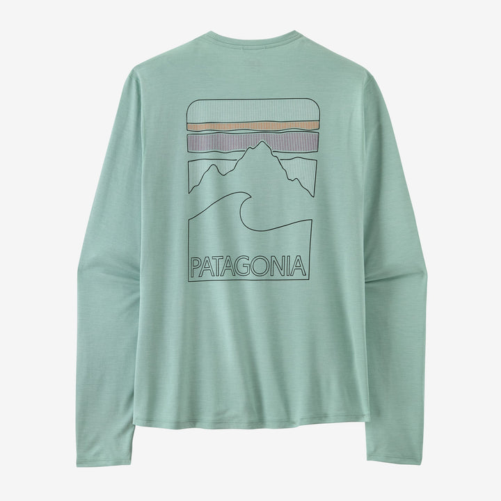 Light green long-sleeve shirt with Patagonia logo on a white background