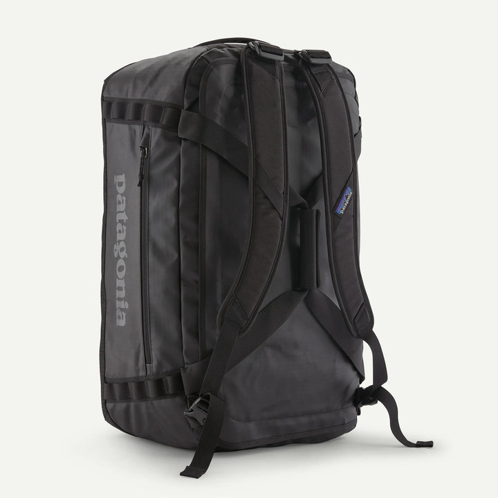 Black backpack with Patagonia logo on a white background