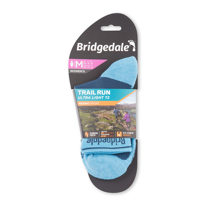 Bridgedale Trail Run Ultralight T2 Merino Sports 3/4 Crew Socks Women&