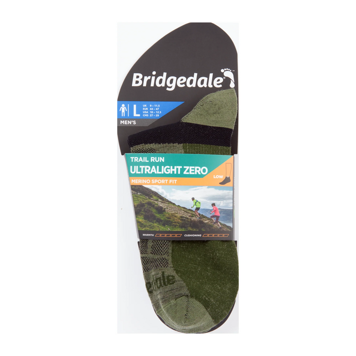 Bridgedale ultralight zero sock packaging on a white background
