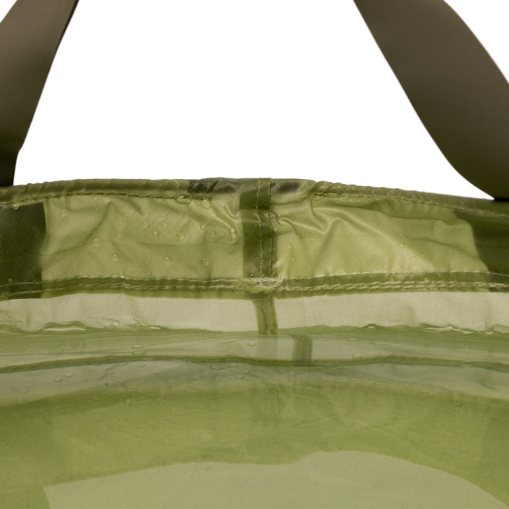 Close up of inside of the rim of a collapsible nylon washing up sink