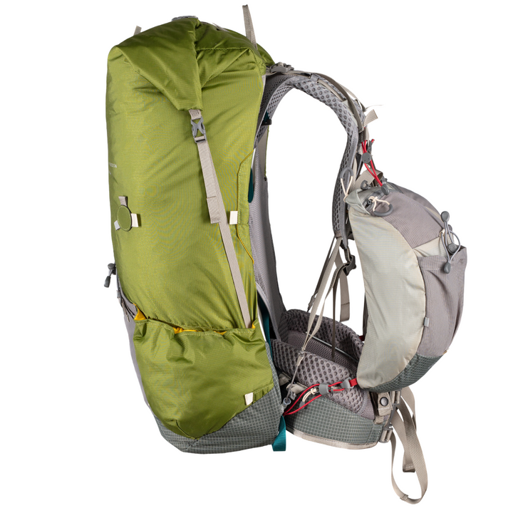 Green and grey hiking pack with front pockets