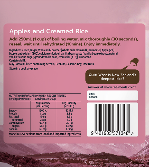 Real Meals Apples and Creamed Rice – Backpacking Light Australia