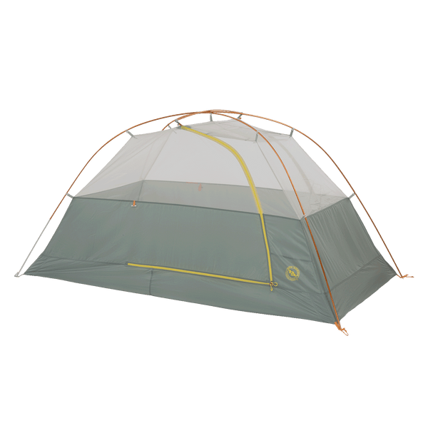 Grey tent inner with orange poles on a white background.